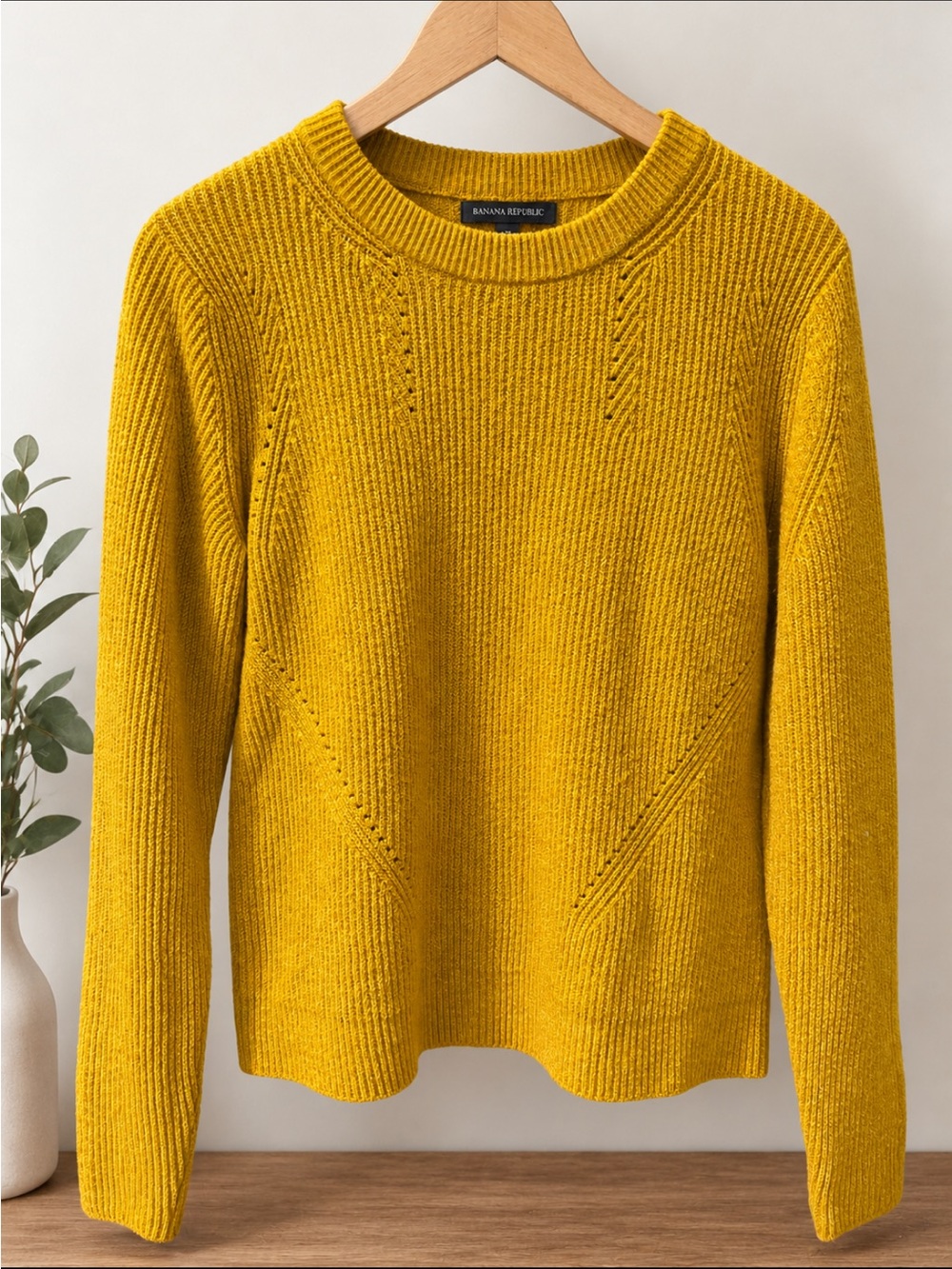 Banana Republic Golden Yellow Ribbed Crewneck Sweater